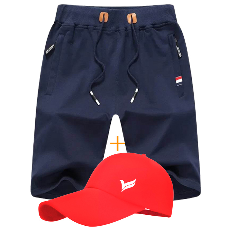 Pack Short Jogging Bleu En Coton + Casquette Avec Logo Pour Homme