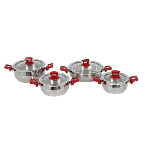 Hascevher Ensemble Batterie de Cuisine - 8 Pièces - Inox 18/10 -Couvercle en Verre