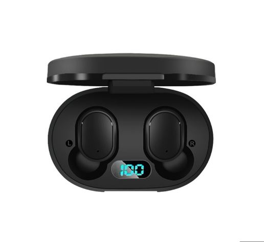 Mini écouteurs intra-auriculaires Bluetooth 5.0 Affichage LED - Noir