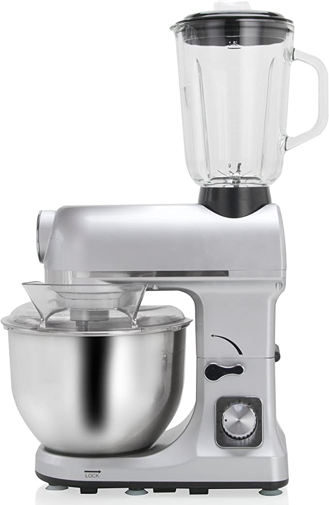 Robot Multifonctions 5l 1000w Silver Avec Hachoir et Blender 1,5l En Verre Robimix Silver