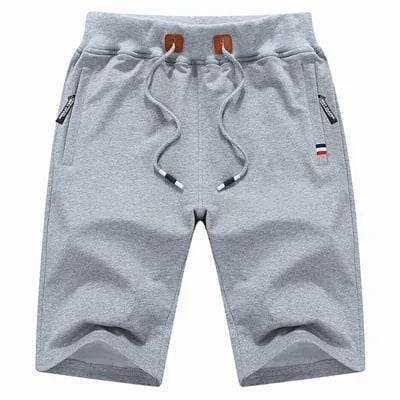 Short Jogging Gris Homme Coton avec Poches Zippées