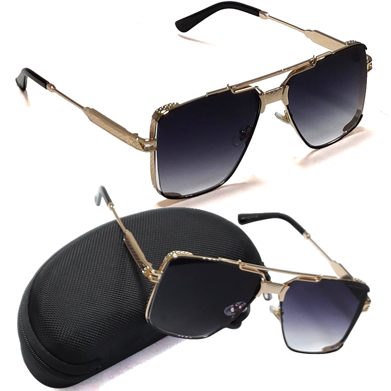 Lunette De Soleil Carré Pour Homme Avec Bras doré