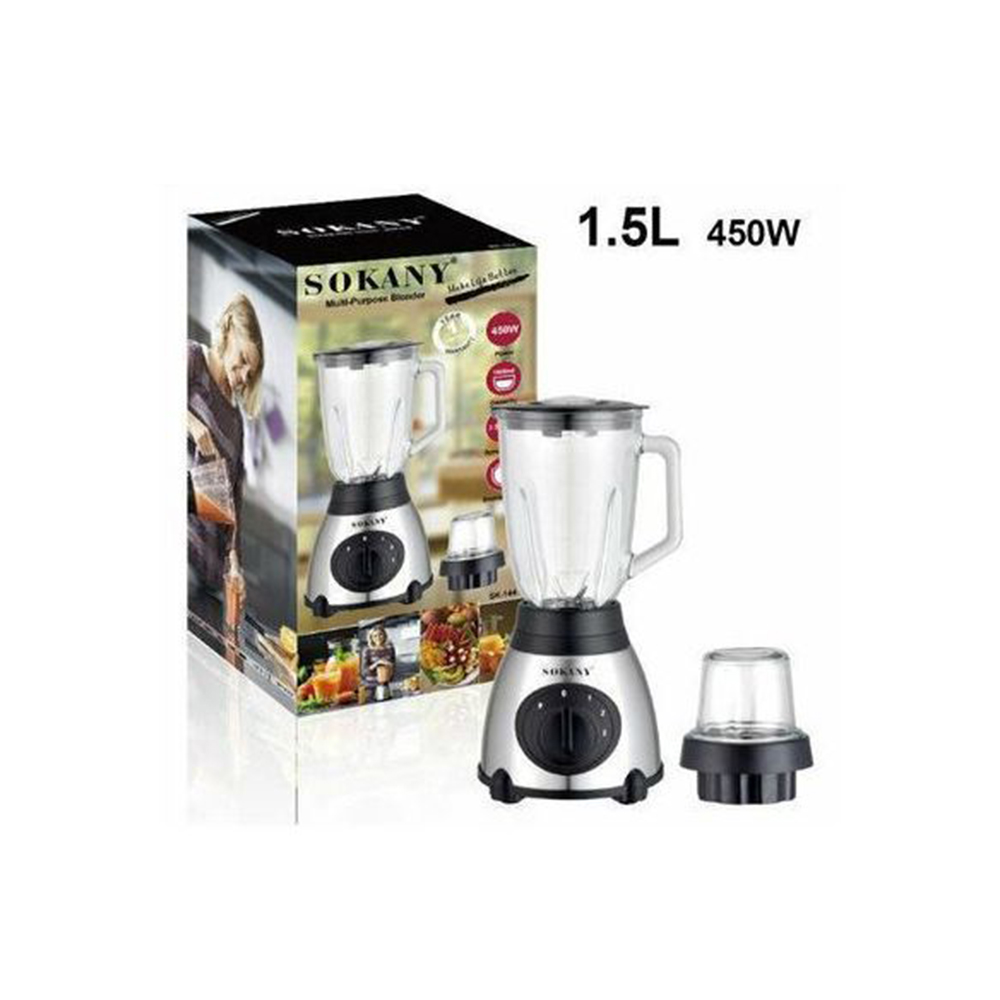 Sokany Blender Multi usage en Verre 1.5L - 450W - SK-144 - Inox