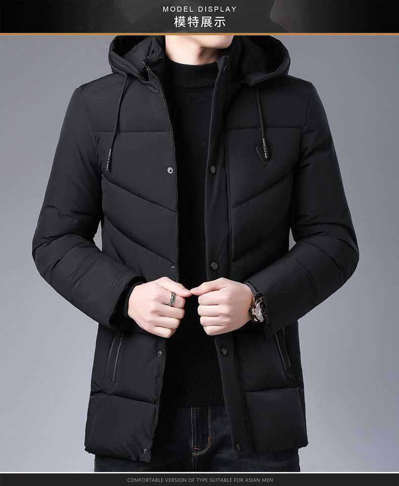 Veste D'hiver à Capuche Noir Pour Homme