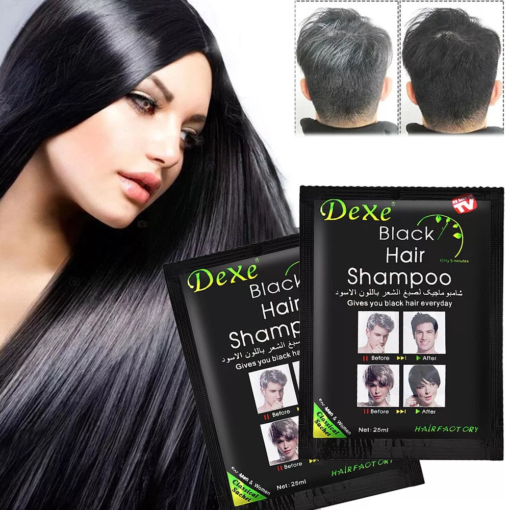 Pack de 3 pcs shampoings colorants- Unisexes pour cheveux noirs-  En 5 minutes