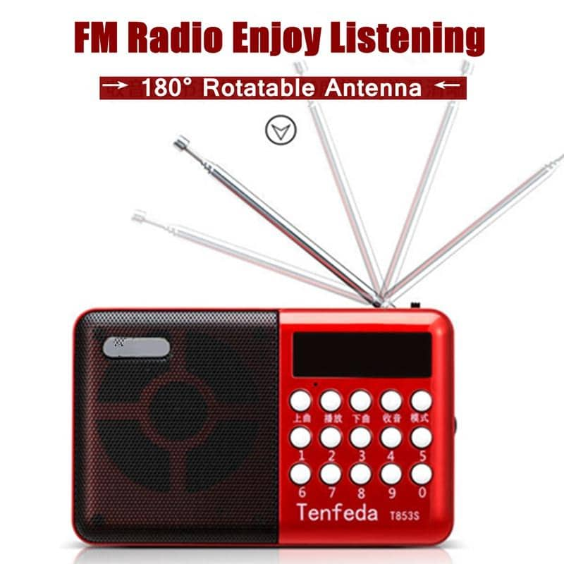 FM Radio Portable Carte Enfichable / écouteurs Bouton Numérique MP3