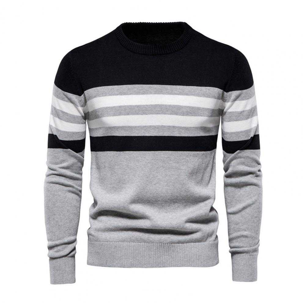 Pull à Col Rond En Laine Gris Pour Homme