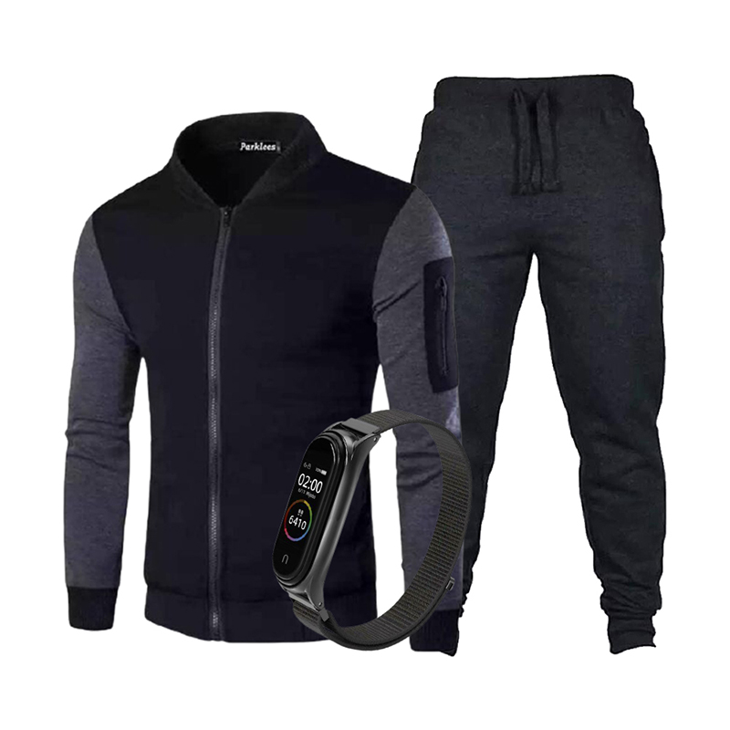 Pack Homme Gilet Noir avec Pantalon + Montre Numérique