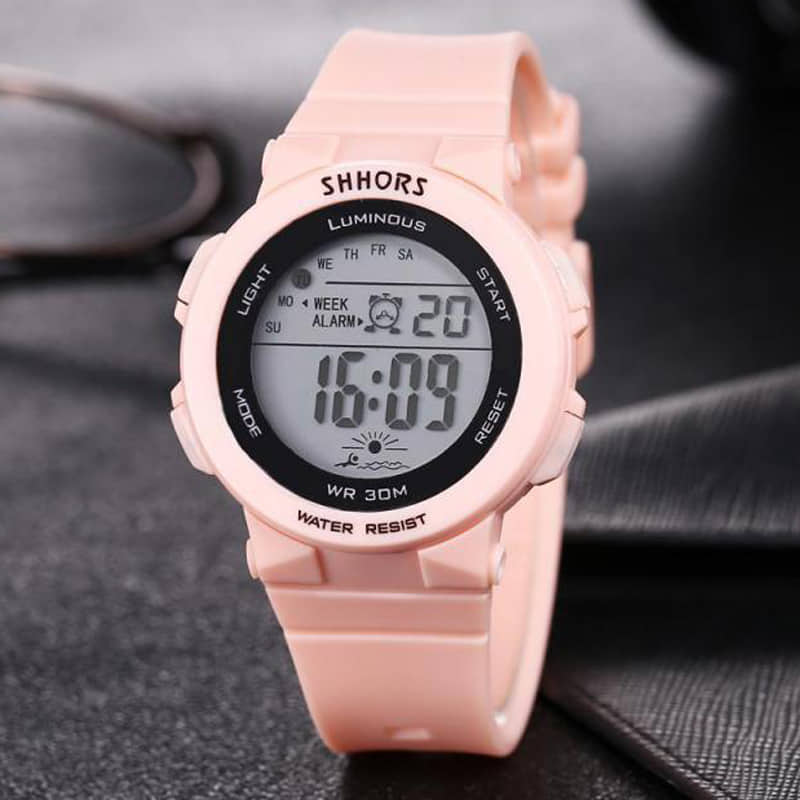 Montres numériques en silicone rose