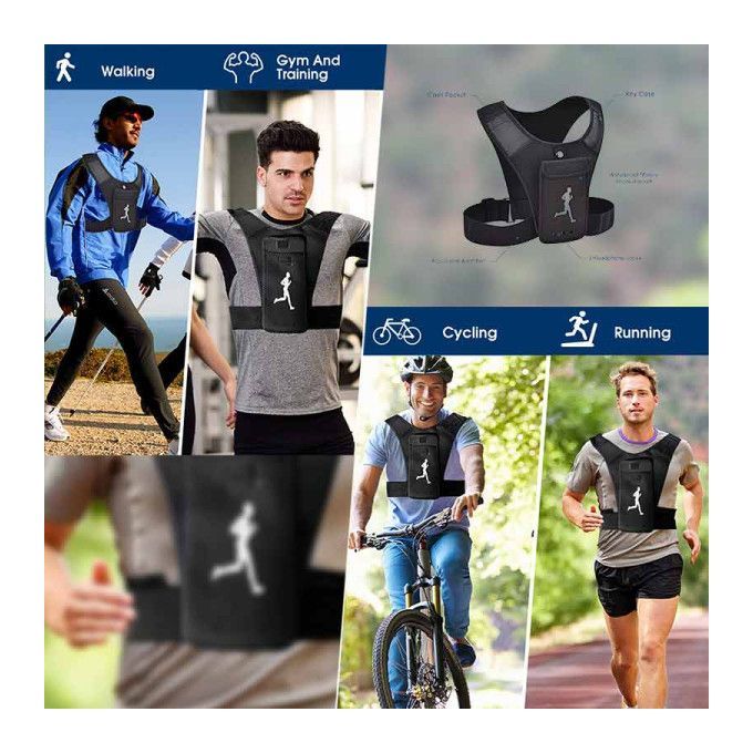 Gilet De Course - Respirant Avec Poche De Téléphone - Ajustable - Unisexe