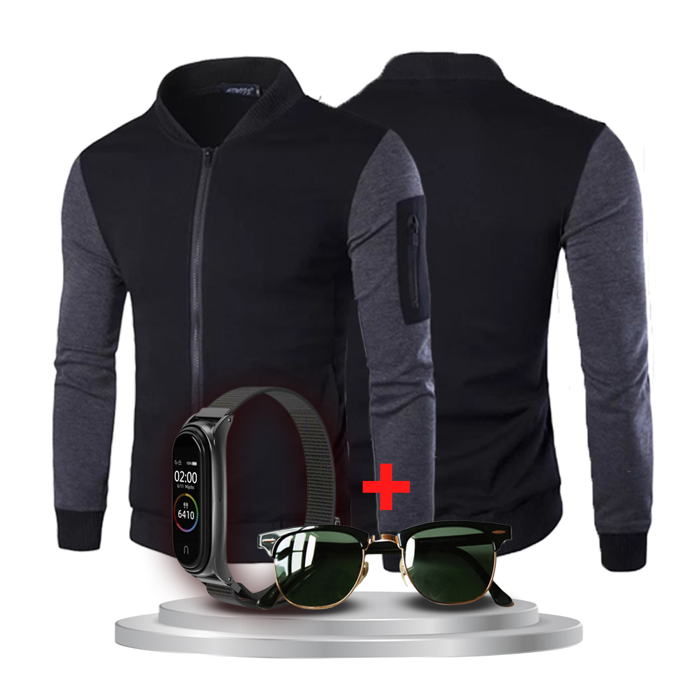 Pack Homme Gilet Noir Plus Lunette + Montre Numérique