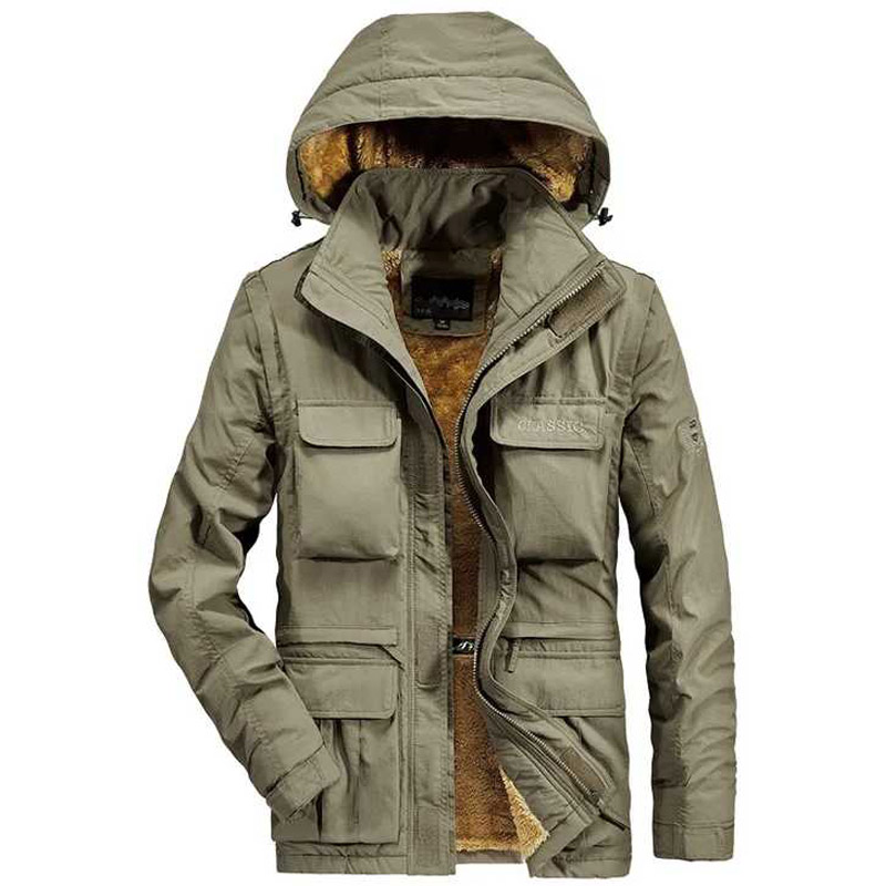 Blouson à Capuche Multi-Poches Beige Pour Homme