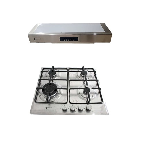 hotte casquette 60cm starone inox + plaque 4 feux starone inox 