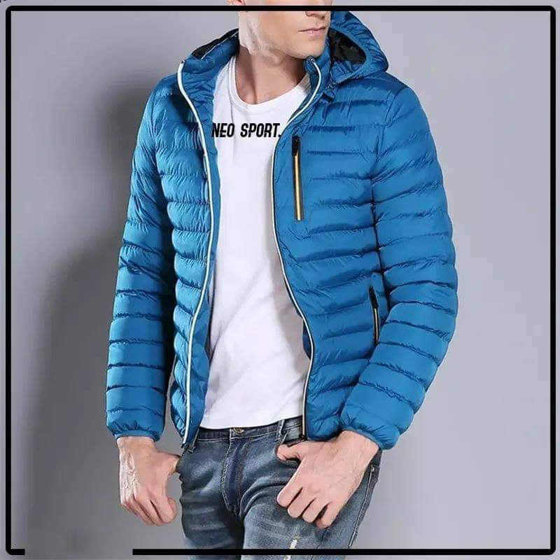 Doudoune De Lux Bleu Homme Avec Capuche