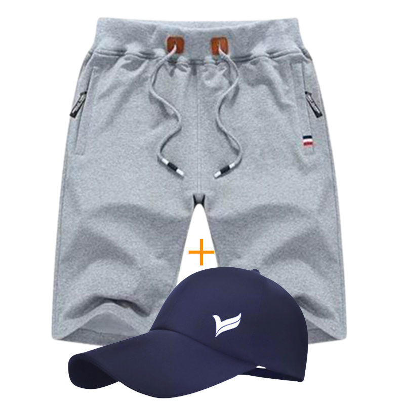 Pack Short Jogging Gris En Coton + Casquette Avec Logo Pour Homme